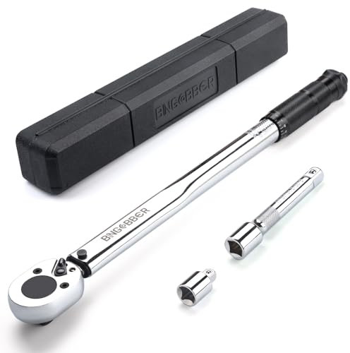 BINGCOBBER Jeu de douilles dynamométriques 1/2 28-210 NM avec adaptateur, rallonge et valise pour voiture et moto