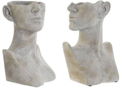 Home ESPRIT Macetero Gris Cemento Desgastado 23 x 20 x 33 cm (2 Unidades)