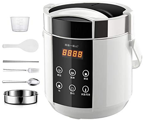Multi 1.5L Portable Mini Food Steamer With 12h Appointment Measuring Cup Steamer Spatula Cutlery Set Spoon And Fork White