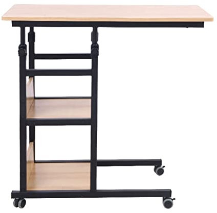 Mobiler Laptop-Schreibtischwagen Mit Beistelltisch, Beweglich, Höhenverstellbar, Kreativer Pc-Notizbuch-Schreibarbeitsplatz, Rollen, Schlafsofa (Weiß)