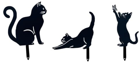 abc HOME | Gartenstecker Katzen | Silhouette | Metall | 3er Set