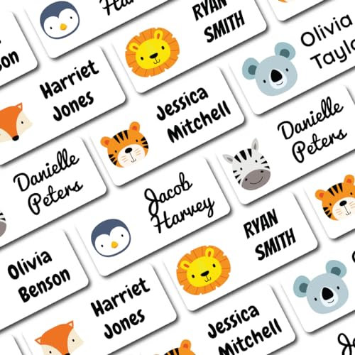 QuoteMyWall 36 Stick On Clothing Labels for School Uniform Clothes | Washable No Iron Personalised Name Sticker Tags Kids, Customised Children's Stationery (Blue) (White)