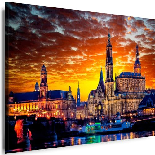 Myartstyle Leinwand Bilder Dresden Städte City Modern Kunstdruck Wandbilder (150 x 100 cm)