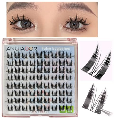 Cat Eye Manga Lashes Falsche Wimpern Künstliche Natürliche Look, C Curl Cateye Fake Lashes, 3D Natural False Eyelashes 12 Paar Katzenauge Hybrid Wispy Volumen Wimpern Extensions