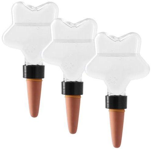 3 Pezzi Irrigazione a Goccia per Vasi, Irrigazione Automatica Vasi 200 ml, Innaffiare Piante in Vacanza, Lampadine Autoirriganti Bulbi per Vasi e Piante, Fiori e Bonsai, Trasparente (Stella)