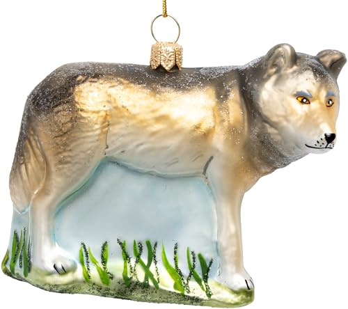SIKORA Wolf besondere Weihnachtskugel Glas Christbaumschmuck Deko Figur Weihnachten Anhänger Ornament - Meisterstücke - BS773