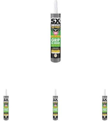 Siroflex SX Mighty Strength Grip & Grab, An Instant Grab Adhesive That Has Initial Bond Strength Double That of Most Other Grab Adhesives, Size 290ml, Colour White (Pack of 4)
