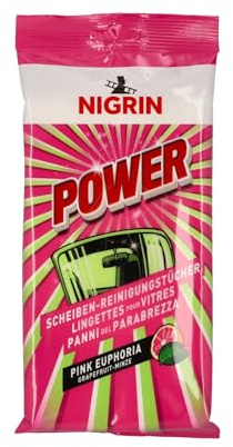 NIGRIN Power Scheiben-Reinigungstücher, reinigt schlierenfrei, streifenfrei, für alle Glasflächen, schützen langanhaltend gegen Beschlagen, weiß, 20 Stück