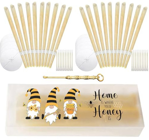 20 Stück Bienenwachs Ohrenkerzen, Ohrenkerzen Zur Reinigung Ohrenschmalz, Ohrenschmalz Entferner Ohrkerzen, mit 10 Schutzscheiben, 20 Ohrstäbchen, 1 Ohrlöffel, Zur Reinigung Ungiftig Zylindrisch