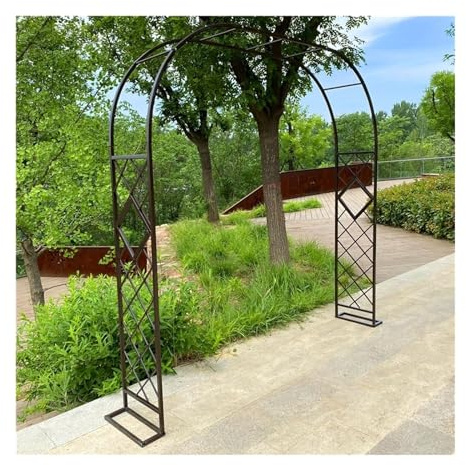 SDdPulse Enrejado de arco de jardín de metal para plantas trepadoras y vides, arco de rosas, resistente a la intemperie, pérgola de metal independiente, soporte para plantas para césped, patio