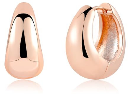 ASH'S CHOICE Roségold Creolen Kleine Damen - Silber 925 Ohrringe Klobig Dick Knorpel Kreolen Huggie Leicht Breit Chunky