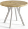 AlpiMeble Table de salle à manger ronde OVO - Table extensible - Diamètre : 100 cm à 200 cm - Couleur : Artisan - Avec pieds en bois de couleur blanche