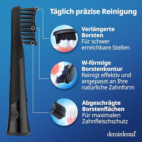 Aufsteckbürsten von demirdental für Oral-B Pulsonic Aufsteckbürsten Schwarz mit Aktivkohle, Medium Aufsteckbürsten, Ersatzbürsten für natürliche Reinigung, Schwarz 10 Stück