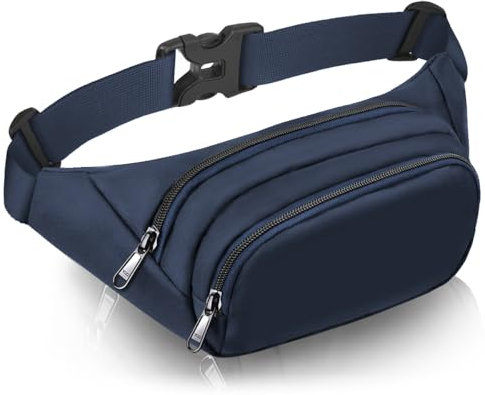Große Bauchtasche für Damen und Herren – Syican Hüfttasche mit 3 Reißverschlusstaschen, Geschenke für Sport, Reisen, Workout, Freizeit, freihändige Crossbody-Tasche, passend für max. 20 cm (7,9 Zoll)
