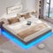 Brinlawb Bett 180x200 cm mit LED Beleuchtung Bettgestell 180x200cm mit Holzlatten und Metallrahmen bieten hervorragenden Halt, Bettrahmen 180x200 Floating Bed Frame Leichte Montage,Grau(ohne matratze)