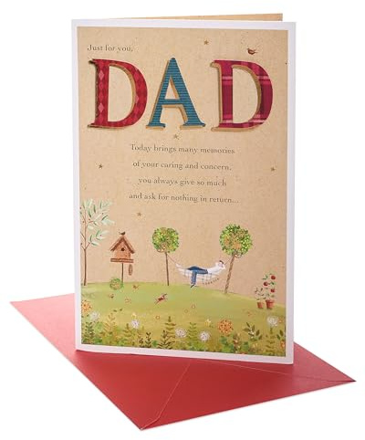 UK Greetings | Birthday Card for Dad | Hammock Design | With Envelope | Happy Birthday Gifts | Greeting Card | Him/Boys/Men | 155 x 235 mm