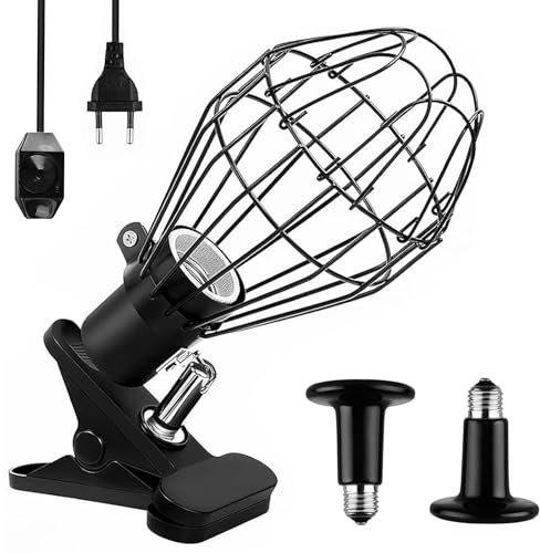 Joycabin Reptilien Wärmelampe mit Lampenschirm,Wärmespotlampe für Aquarium Reptil,Reptilien Heizlampe UV Wärmespotlampe mit Clip,Reptilien Terrarium Lampe für Schildkröte,Schlange,Eidechse Halogen