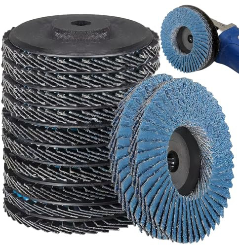 Lot de 12 disques à lamelles pour meuleuse d'angle - Diamètre : 76 mm x 10 mm - Grain : 40/60/80/120 - Pour métal, bois, plastique
