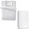 MOONLIGHT20015 3 Piece Single Bedding Set Satin Stripes Duvet Cover Fitted Sheet with Pillow case Hotel Quality Soft Brushed Microfiber Silver
