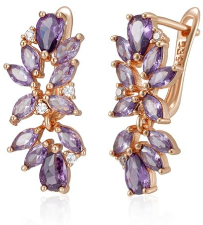 BISONBLUE Ohrringe Damen Ohrhänger Ohrstecker Modische Lila Zirkon Geometrische Ohrringe Für Frauen Luxus Purplezircon
