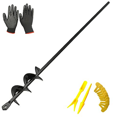 QQXUAN Erdbohrer zum Pflanzen, 1,6 x 16,5 Zoll, Lochgräber für jeden Sechskant-Antriebsbohrer, Garten-Erdbohrer, Spiralbohrer für Sand/nassen/trockenen Boden