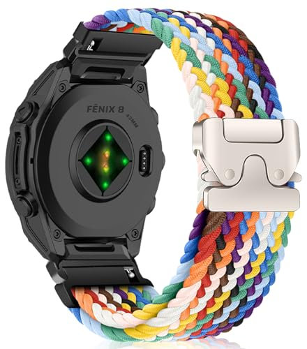 SeNool QuickFit 20mm Nylon Armband für Garmin Fenix 8 43mm/Fenix 7S Pro Solar/Fenix 7S/ Fenix 6S/Fenix 6S Pro/Fenix 5S, Sport Geflochtenes Uhrenarmbänder für Garmin Descent Mk3S/Descent Mk3Si - Bunt