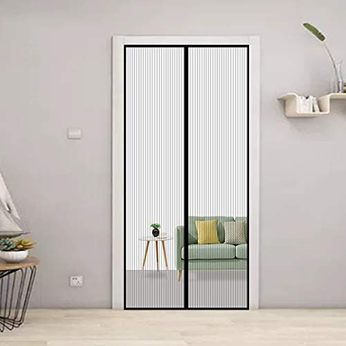 Zanzariera magnetica per porta, 160 x 220 cm, resistente, con nastro a telaio intero, tiene lontani gli insetti e lascia entrare l'aria fresca in nero, facile installazione per porte