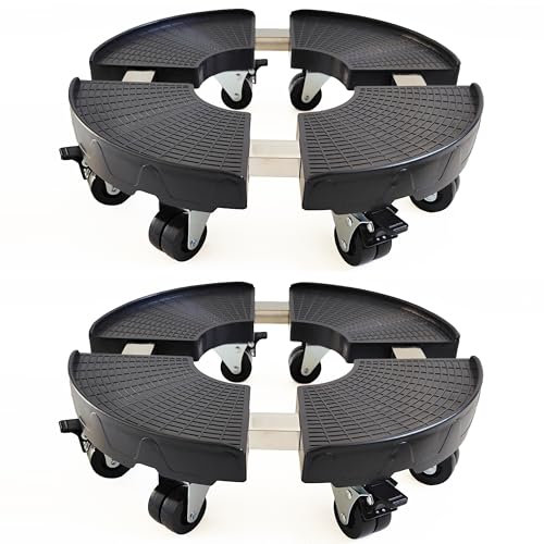 NOAMOO Pflanzen-Caddy mit Rädern, für den Innen- und Außenbereich, extra großer rollender Pflanzenständer für 250 kg schwere Blumentöpfe, runde Pflanzenrollen, abschließbar, Übertopf, 40 - 50 cm
