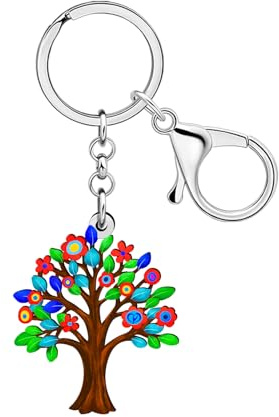 WEVENI Floral Arbre de Vie Porte-clés Acrylique Charms Fleur Arbre Plante Cadeaux pour Femmes Filles Sac à dos Sac à main Accessoires