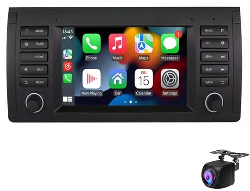 Keoaiob 7-Zoll-Touchscreen-Autoradio Für E39 E53 X5 2002–2008 Doppel-DIN-Autoradio GPS-Navigation Bluetooth FM-Radio Mirror Link USB-Auto-Audio Lenkradsteuerung Rückfahrkamera(Size:M800S)