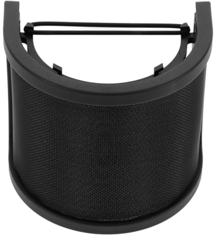 U-förmiger Mikrofon Popfilter mit Doppellagigem Schutz in Schwarz | Kunststoff Ausführung, Einfache Installation, für Sprachaufnahmen und Live Streaming