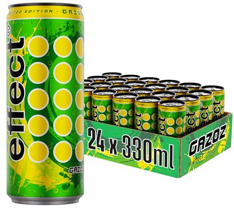 effect Energy Drink GAZOZ - Tray mit 24 Dosen, 24x0,33l | Koffeinhaltiges Erfrischungsgetränk mit B-Vitaminen, vegan, spritzig-süßer Citrus Geschmack mit floraler Note, Einweg