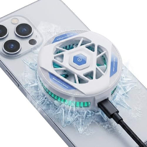 COOBILE Handy-Lüfter, magnetischer Heizkörper mit RGB-Lichtern, universelle Kompatibilität für Android/iPhone/iPad, großflächige Leitungskühlung (Cooler 1 weiß)