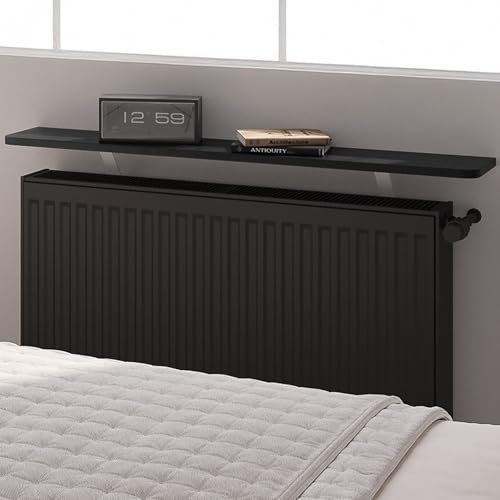 Loch & Skye Radiator Shelf MDF Wooden Floating Shelf with Brackets No-Drill Over Radiator Shelves for Heat Dissipation Floating Heater Top for Living Room, Bedroom, Home Decor (Black, 120cm)