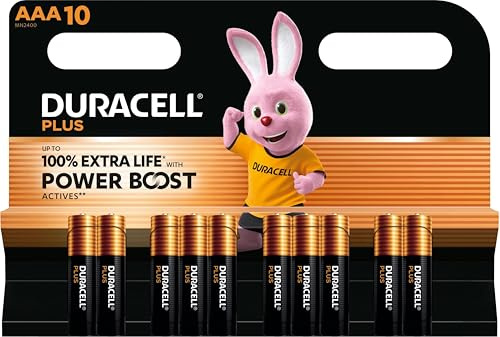 10X Duracell AAA Plus Power Boost Fino al 100% di Durata Extra (1 Blister Da 10 Batterie) 10 Pile Mini Stilo (LR03/MN2400)