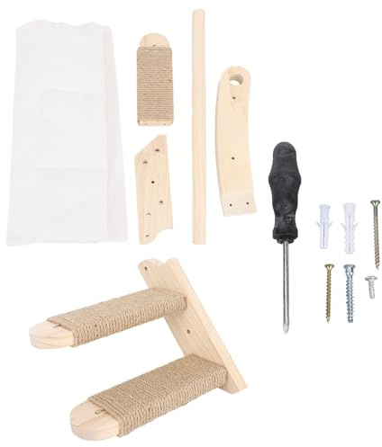 YolieraArt Katzenwandhängematte mit Stufen, Kletterregal aus Holz, stabiles Wandbett, für Indoor-Katzen, Spielruhe, platzsparend, mit abnehmbaren Kissen