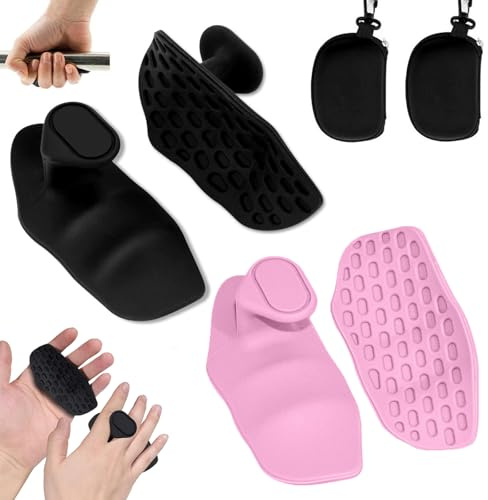 Yuwnd 2 Paar Griffhilfen Kraftsport mit 2 Schwarzen Tragetaschen, Griffpolster Kraftsport für Gym Zuhause, Anti Rutsch Silikon Pro Grips, Griffhilfe Gym für Damen Herren(Rosa Schwarz)