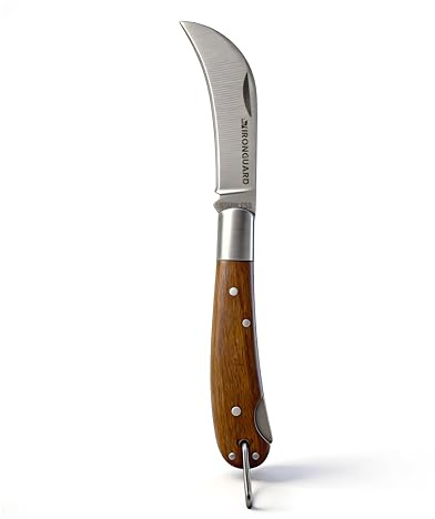Electrician's Knife, Single Blade - Lightweight, Non-Slip Handle - Closed Length 10cm, Open Length 17.3cm, Blade Length 7.3cm - Brown