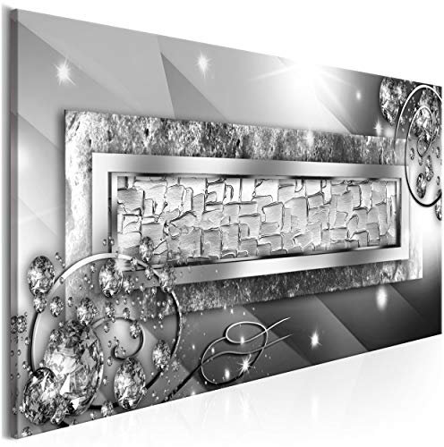 decomonkey Bilder Abstrakt 150x50 cm 1 Teilig Leinwandbilder Bild auf Leinwand Wandbild Kunstdruck Wanddeko Wand Wohnzimmer Wanddekoration Deko Diamenten glas modern silber