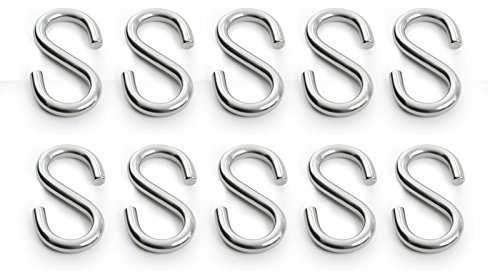 wellenshop 10x S-Haken Edelstahl Haken S-förmig Durchmesser 5 mm für Boot, Camping, Garderobe, Küche, Bad, Werkstatt