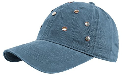 dy_mode Damen Basecap Baseball Cap Mütze Kappe mit Glitzer Nieten - K002-K011 (K011-Tiefblau)