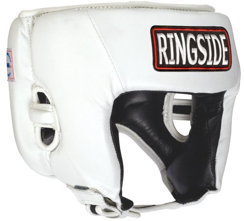 Ringside Casque de Protection de la tête de Boxe Muay Thai MMA sans Joues Unisexe, Blanc, M