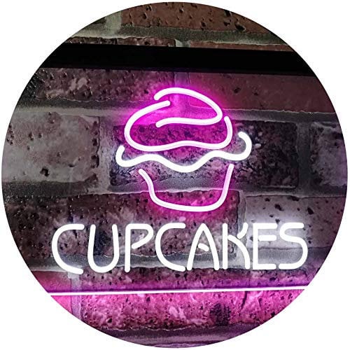 ADVPRO Cupcakes Bakery Shop Indoor Display Dual Color LED Neon Sign White & Purple 300 x 210mm st6s32-m2106-wp
