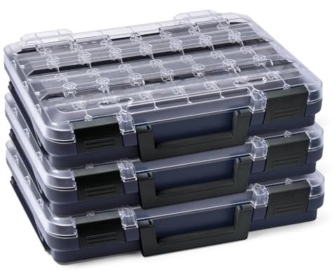 Sortimentskasten transparent mit Klappgriff | Bosch Sortimo T-BOXX 320 anthrazit 3er Set | Sortierbox Schrauben klein | Ideale Schraubenbox Aufbewahrung
