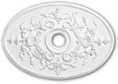 Profhome Rosette 156041 78,5 cm x 4,8 cm aus Polyurethan Hartschaum vorgrundiert