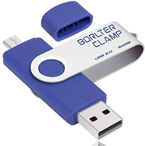 64GB Dual-Port USB-Flash-Laufwerk OTG USB-Stick Speicherstick mit Micro USB-Laufwerk Anschluss für Android Smartphone Tablets & Computer (Blau)