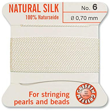 Creative-Beads Perlenfaden, Schnur, Perlseide zum auffädeln 2m lang mit flexiblem Drahtende als Fädelnadel Stärke 0,70mm weiß