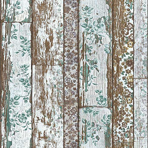Vliestapete Tapete Holzoptik Holz-Tapete 361193 36119-3 A.S. Création Neue Bude 2.0 | Braun Blau Grün | Rolle (10,05 x 0,53 m) = 5,33 m²