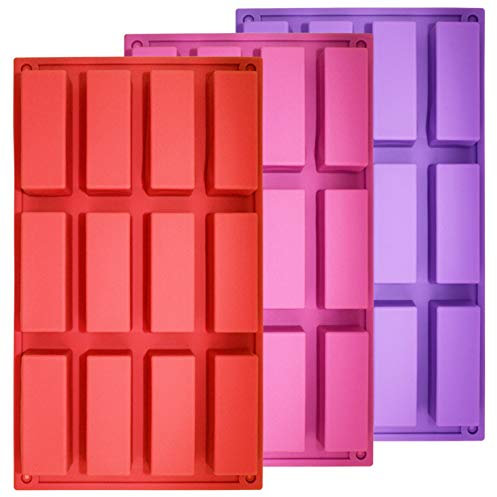 findTop Silikonformen, 12 Mulden, mittelgroß, schmal, rechteckig, für Proteinriegel, Energieriegel, für Karamellbrot, Brot, Brot, Muffin, Brownie, Cornbread Käsekuchen, Pudding, Seife, Butter