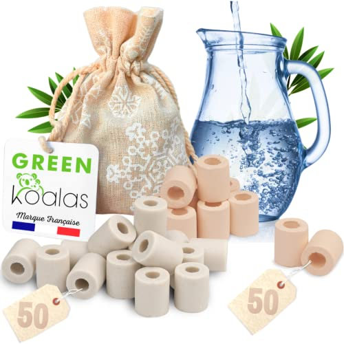 GREEN KOALAS X100 Perles de Céramique EM® Roses X50 + Grises X50 Pack Purificateur Naturel Filtration Eau du Robinet Carafe Fontaine Gourde Machine café Bouilloire Billes filtre anti calcaire chlore